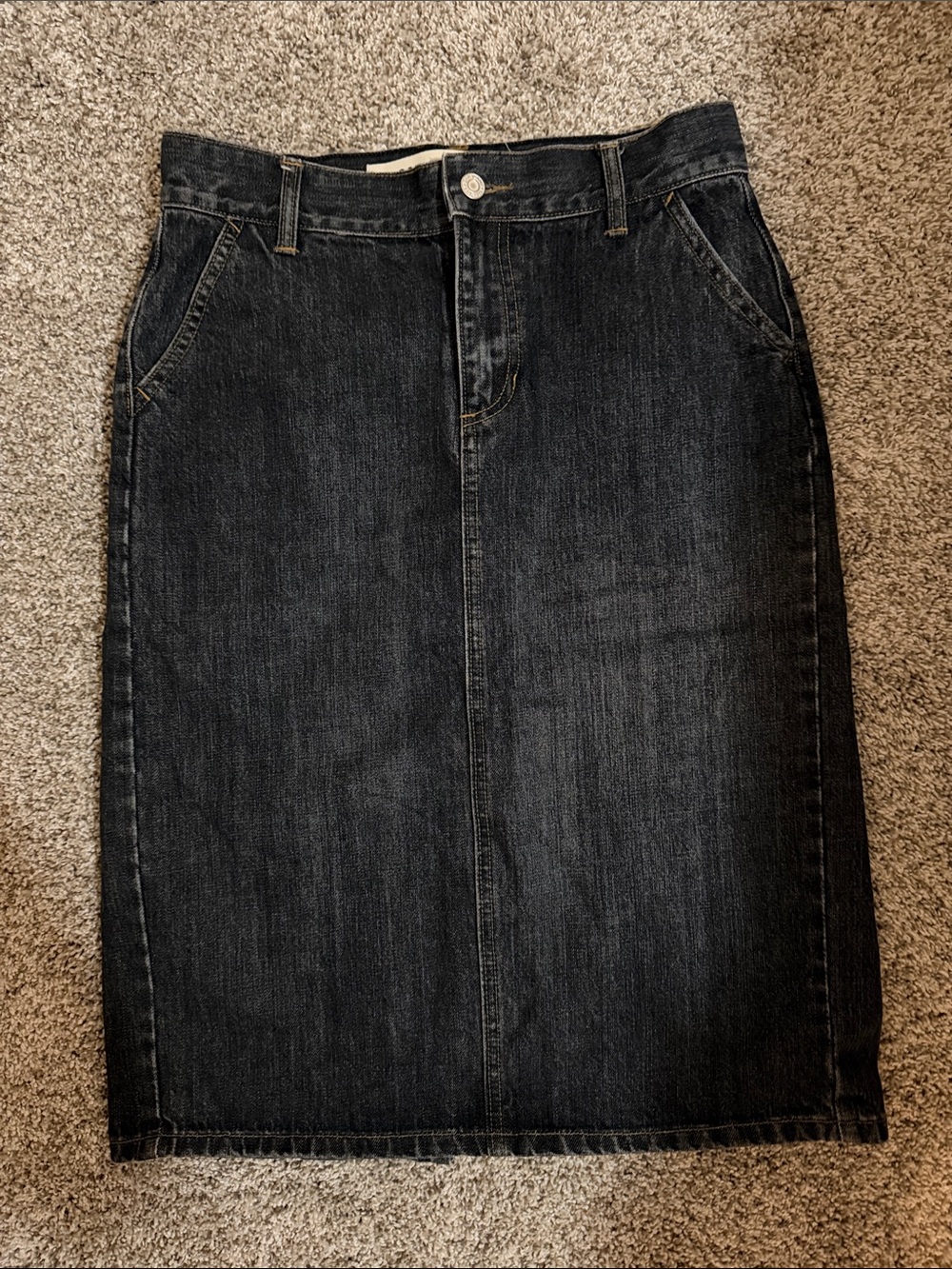 GAP Black Denim Midi Skirt